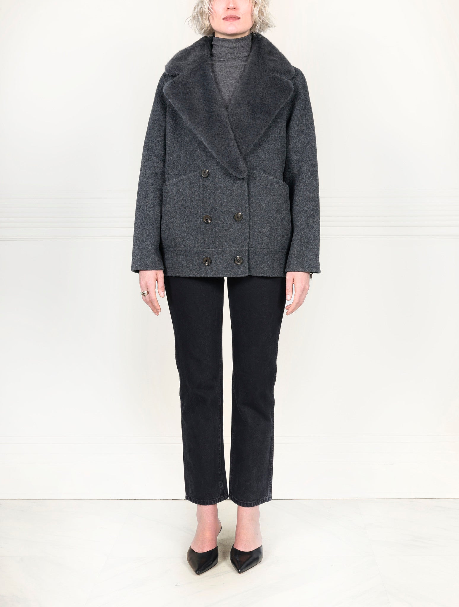 The Tracy Double Face Jacket with Mink Trim