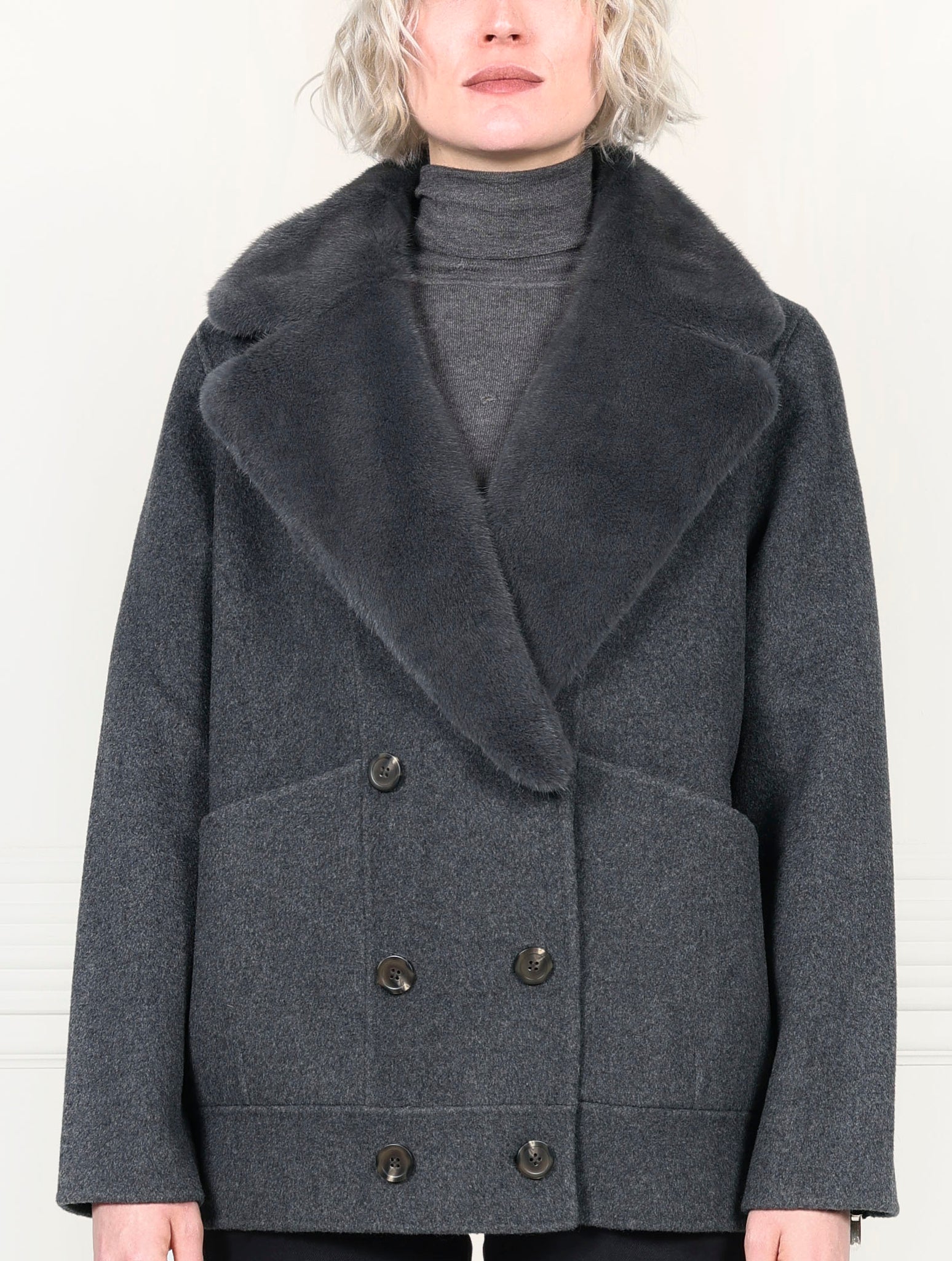 The Tracy Double Face Jacket with Mink Trim