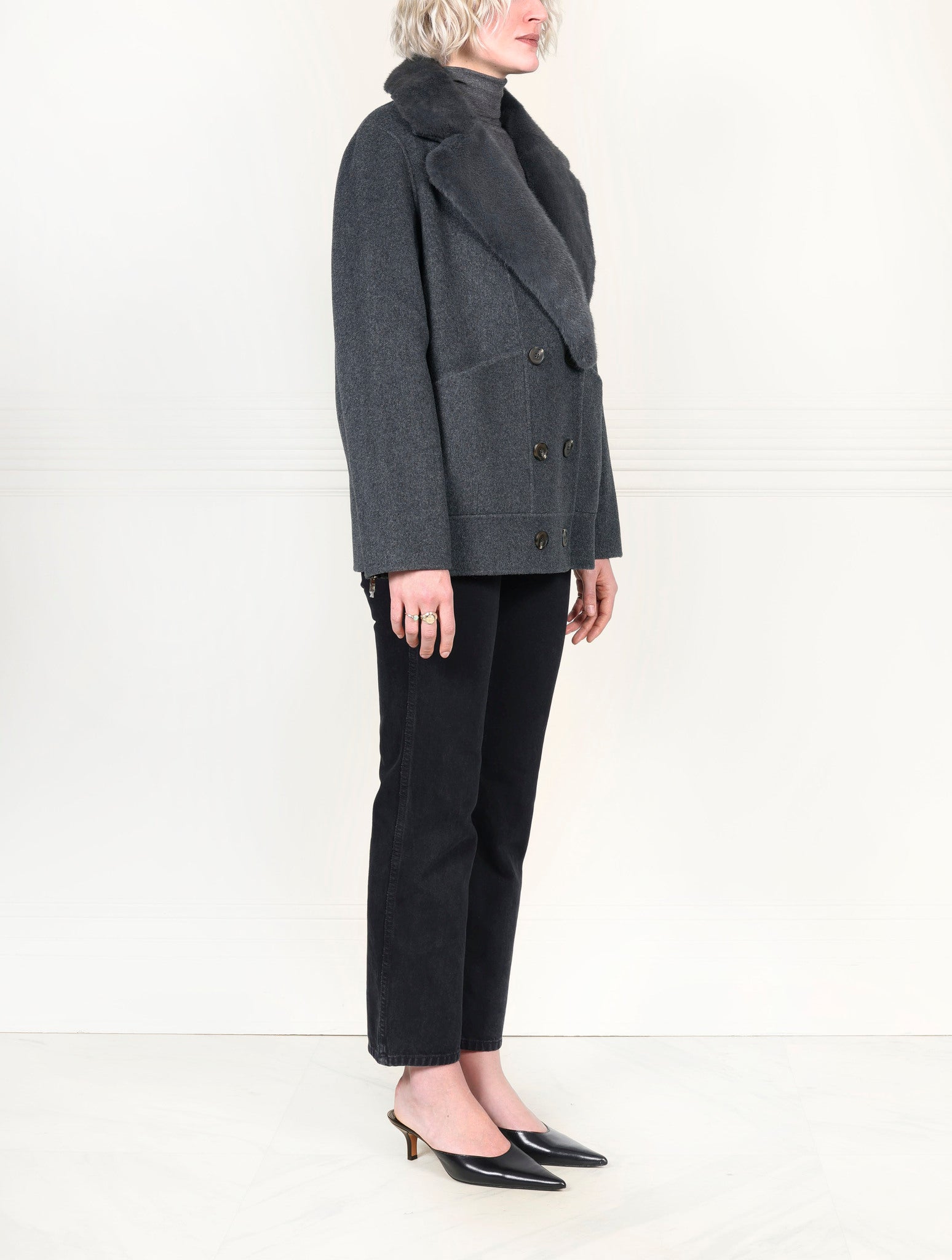 The Tracy Double Face Jacket with Mink Trim