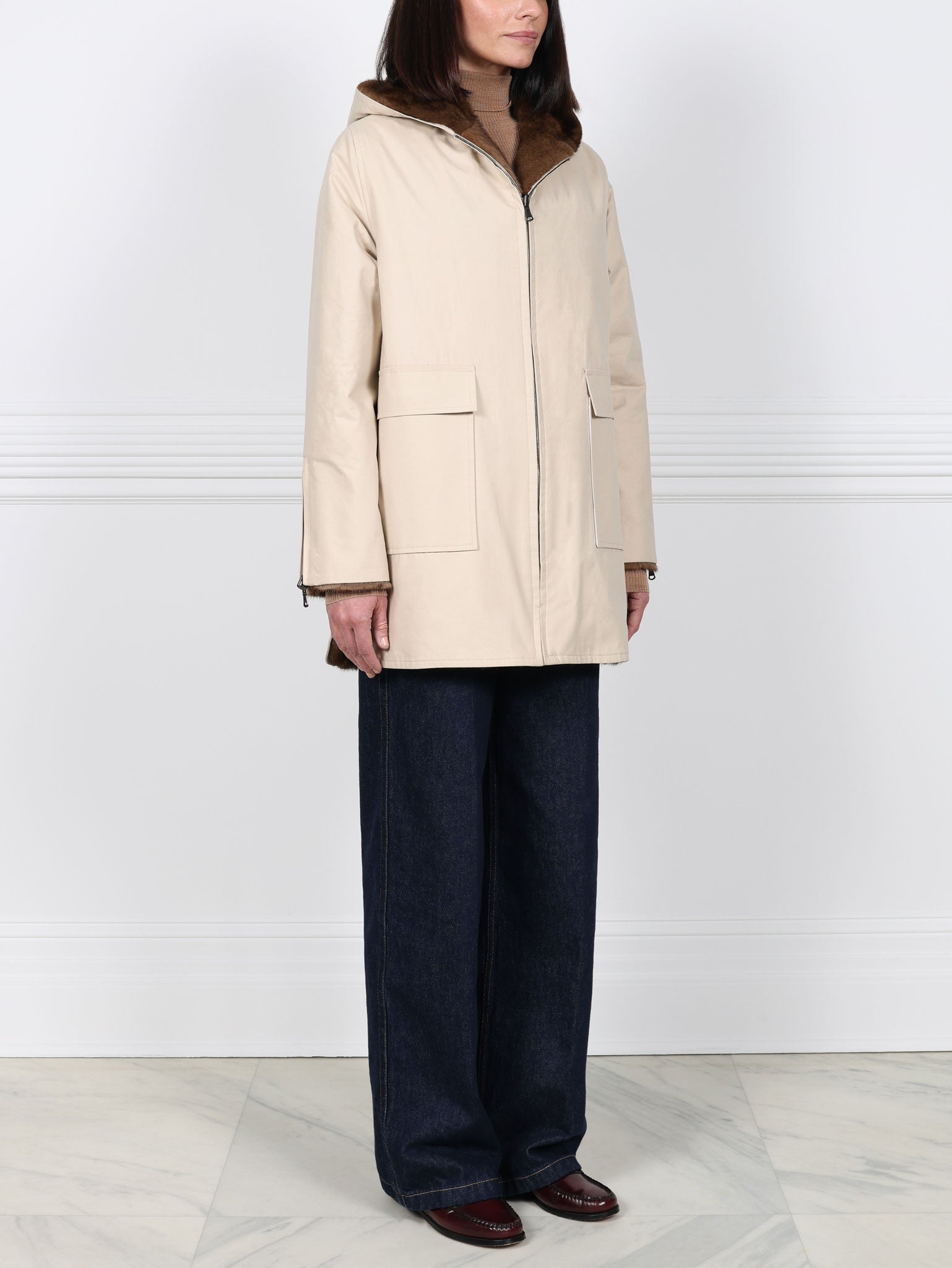 The Flurry Reversible Hooded Mink Coat