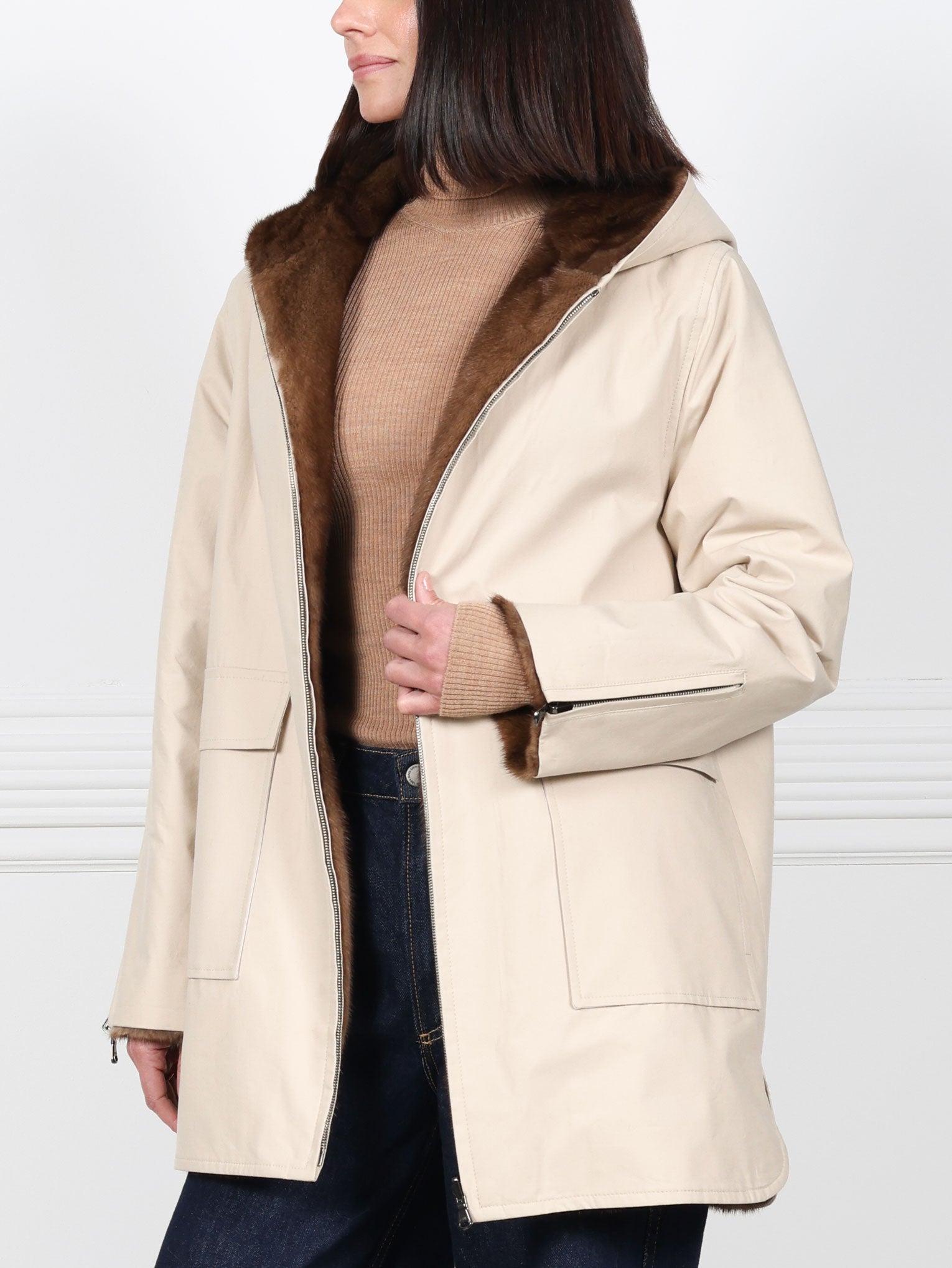 The Flurry Reversible Hooded Mink Coat