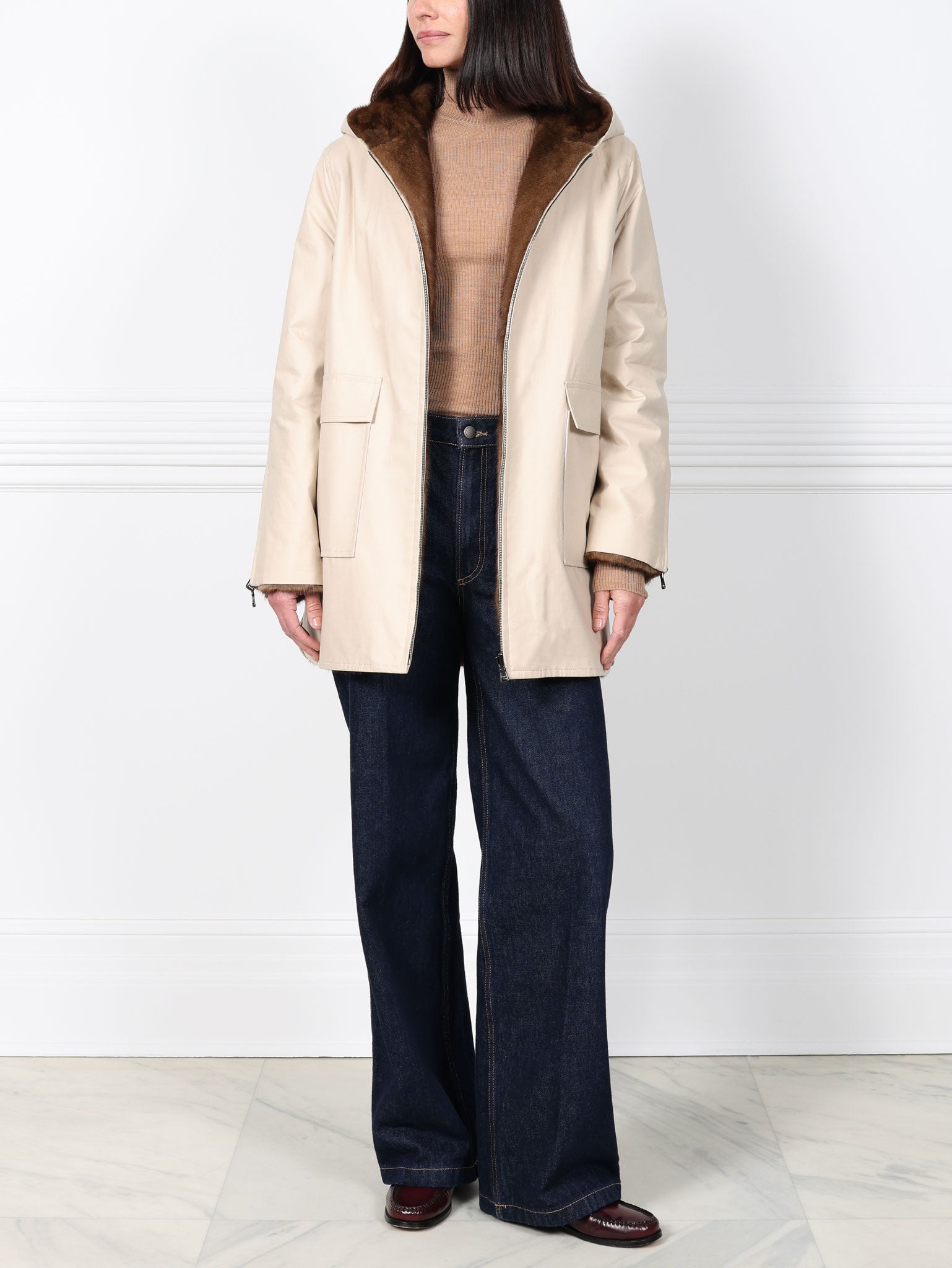The Flurry Reversible Hooded Mink Coat
