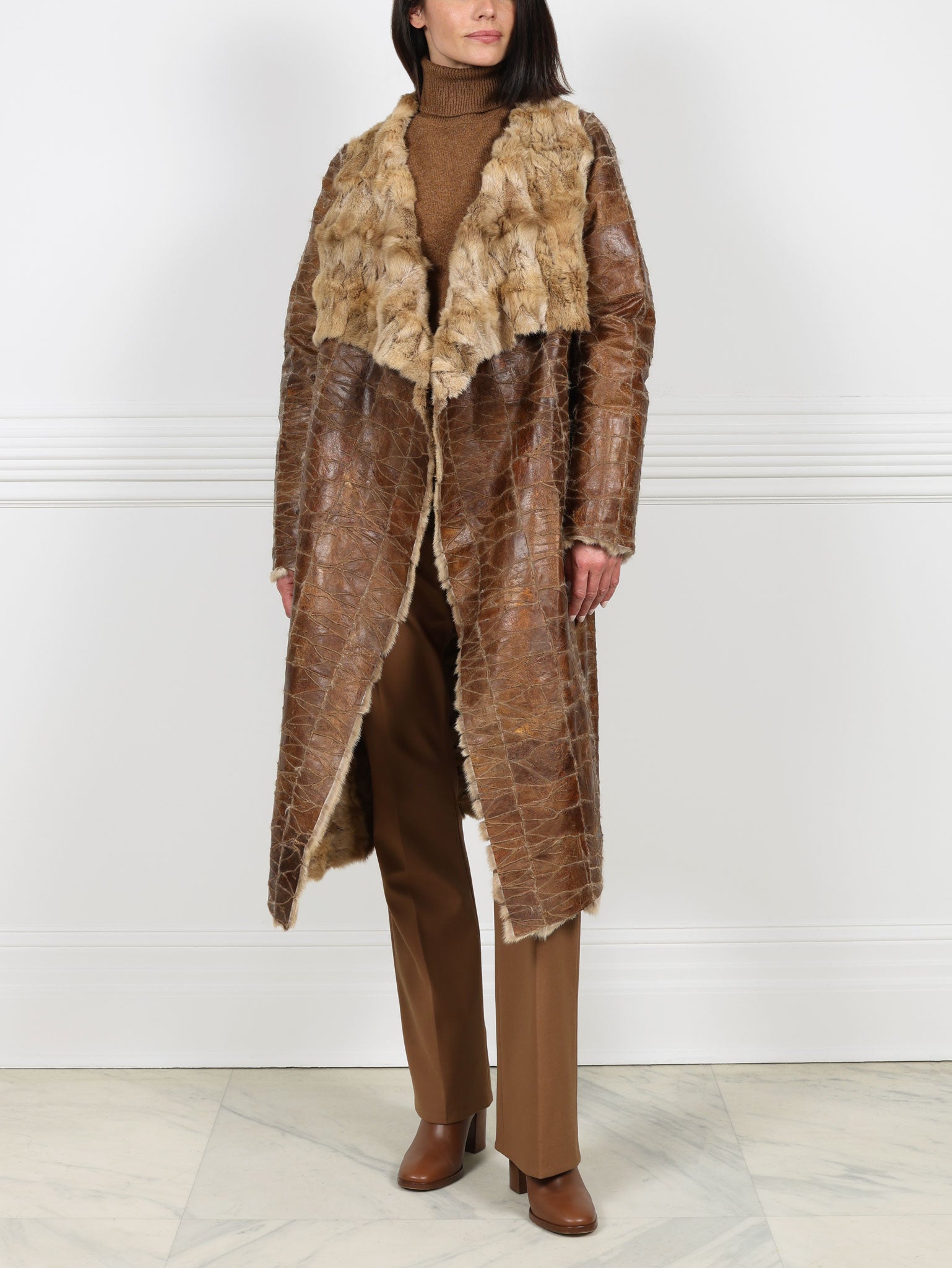 Drape Front Upcycled Sable Coat