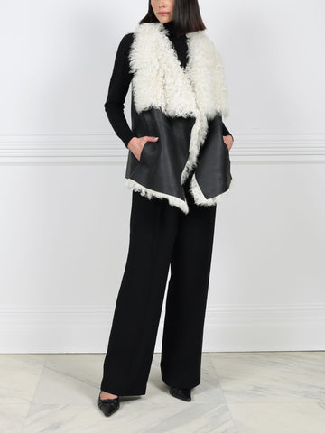 Drape Front Shearling Vest