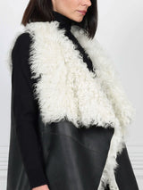 Drape Front Shearling Vest