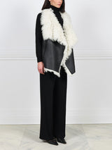 Drape Front Shearling Vest