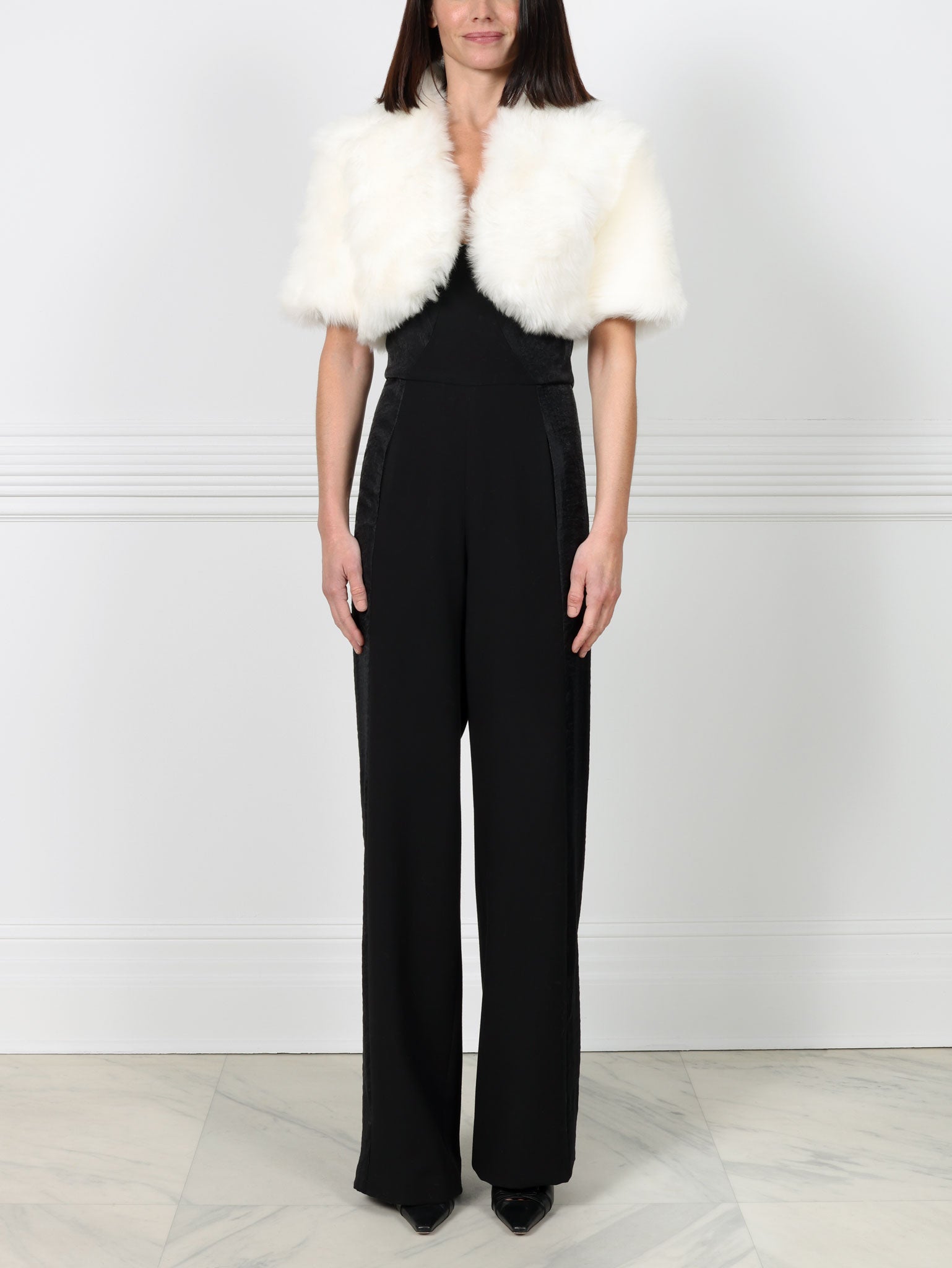 White Toscana Shearling Shrug