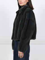 Mink Fur Zip Bomber Jacket
