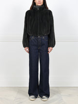 Mink Fur Zip Bomber Jacket