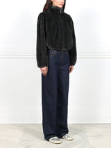 Mink Fur Zip Bomber Jacket
