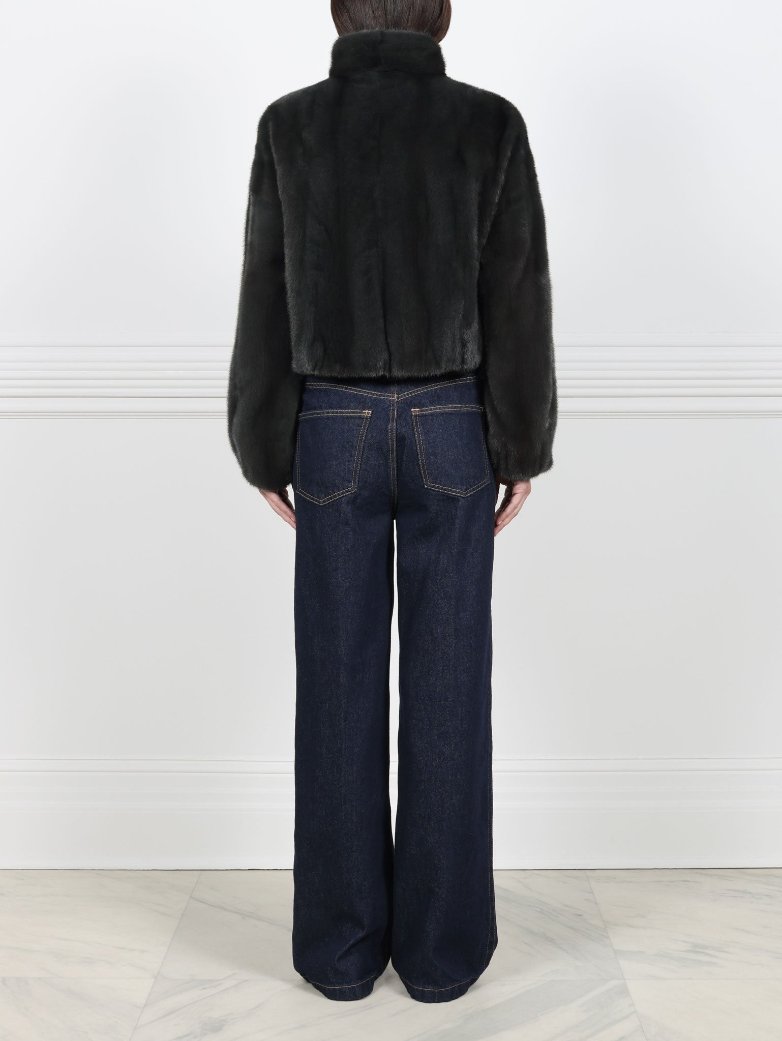Mink Fur Zip Bomber Jacket