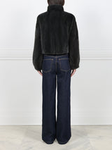 Mink Fur Zip Bomber Jacket