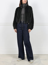 Mink Fur Zip Bomber Jacket
