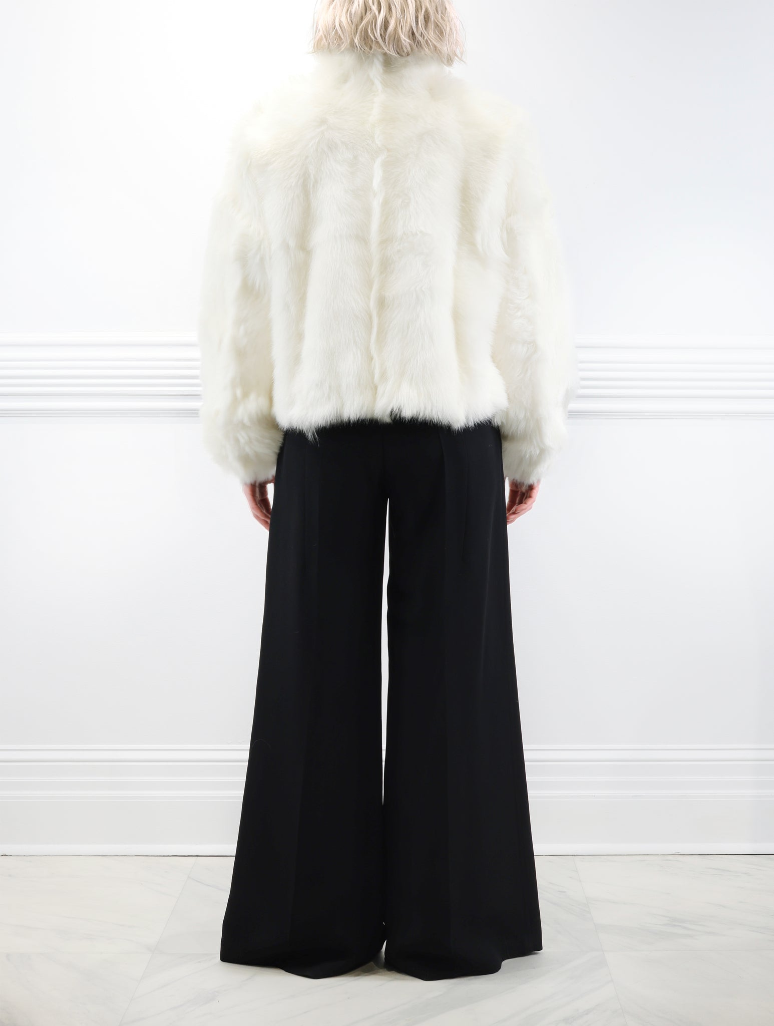 The Minnie Shearling Bomber Jacket in Ivory