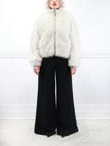 The Minnie Shearling Bomber Jacket in Ivory
