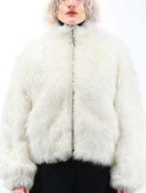 The Minnie Shearling Bomber Jacket in Ivory