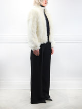 The Minnie Shearling Bomber Jacket in Ivory