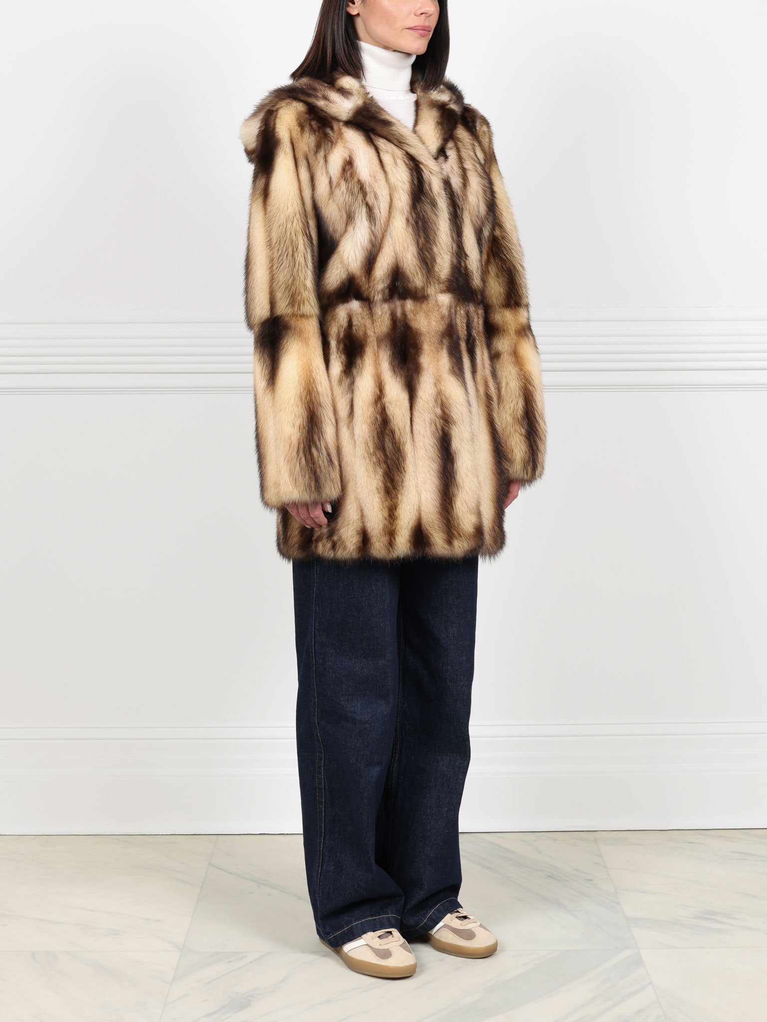 Fitch Fur Hooded Belted