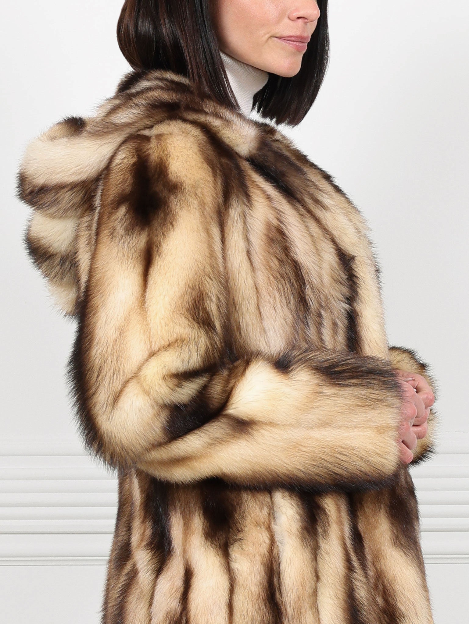 Fitch Fur Hooded Belted