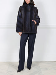 Mink Fur Jacket with Diagonal Sleeves