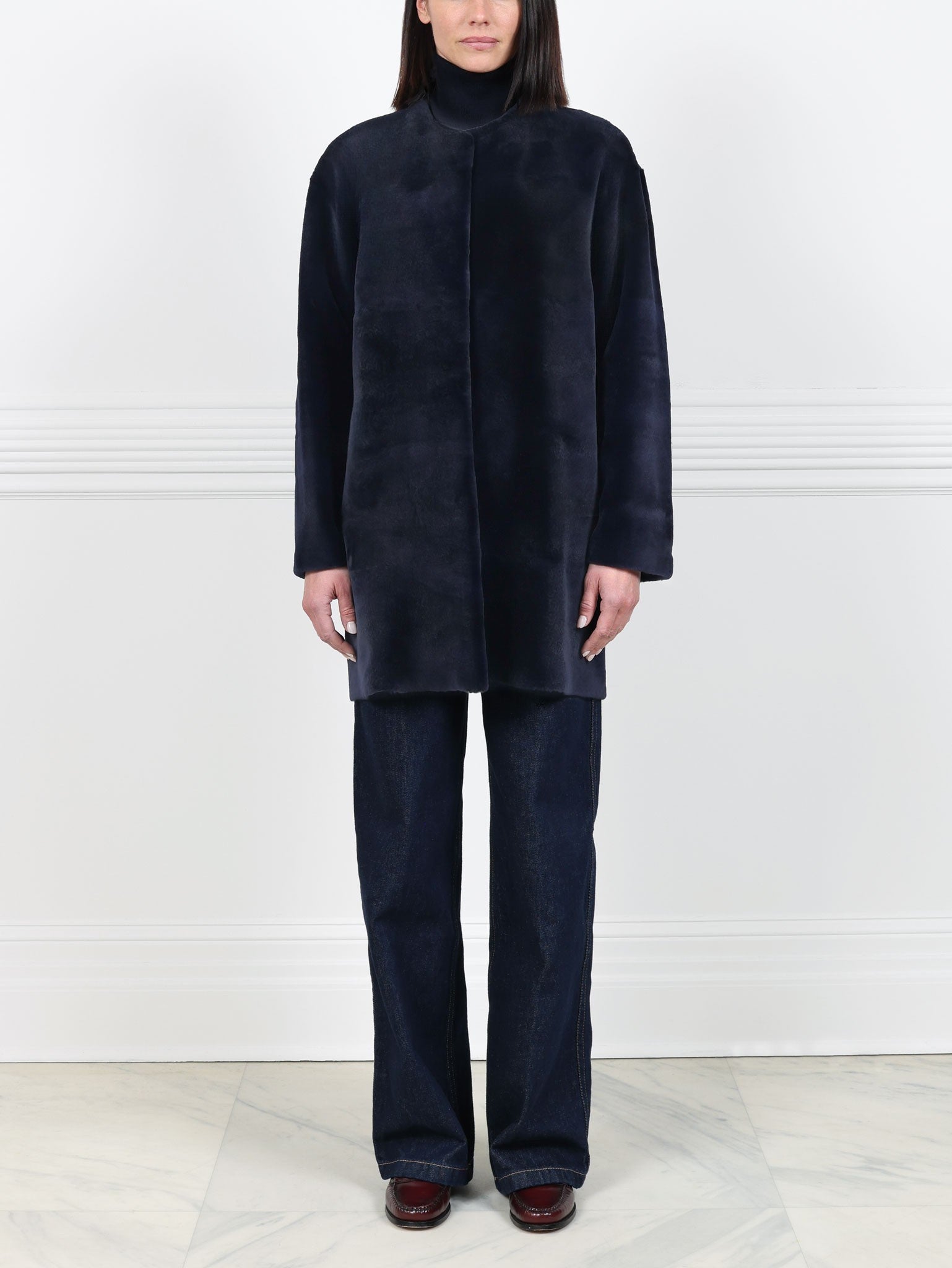 Sueded Sheared Mink Fur Coat