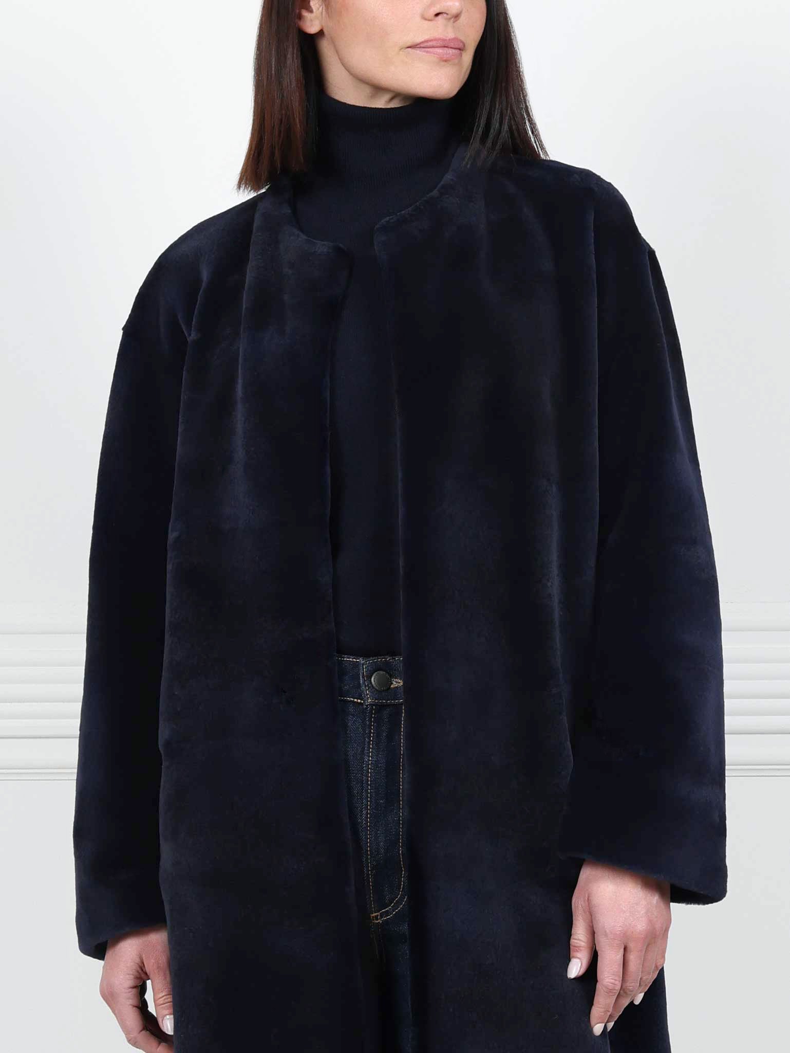 Sueded Sheared Mink Fur Coat