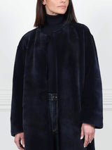 Sueded Sheared Mink Fur Coat