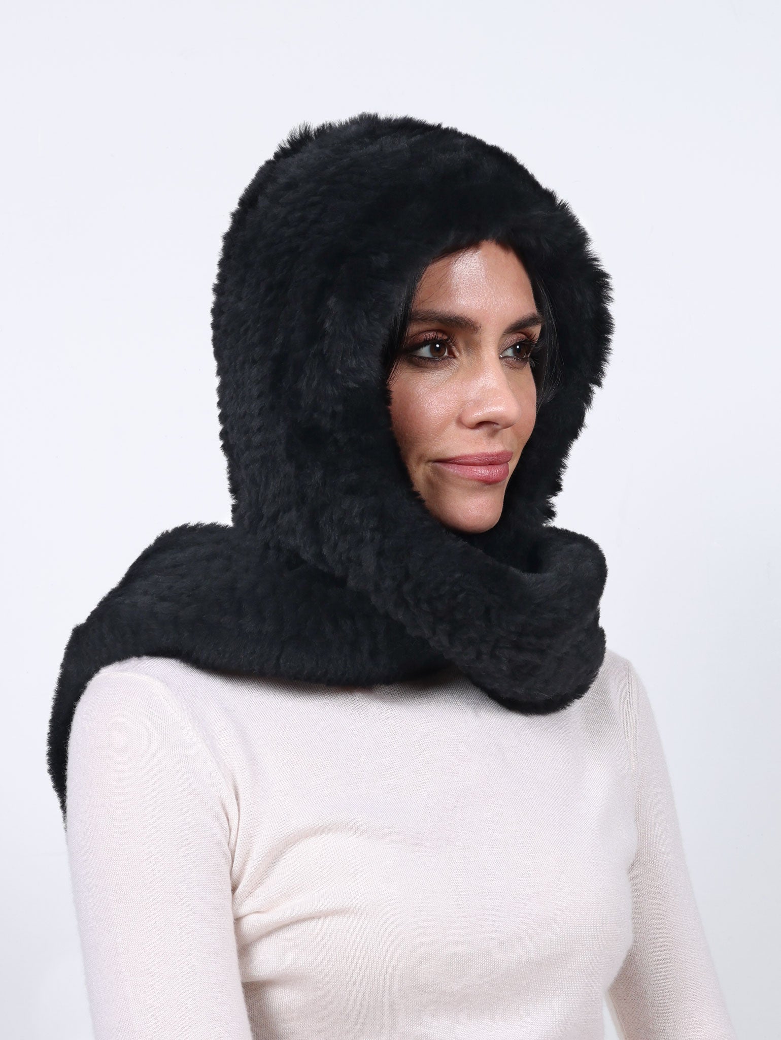 Knitted Shearling Scoodie