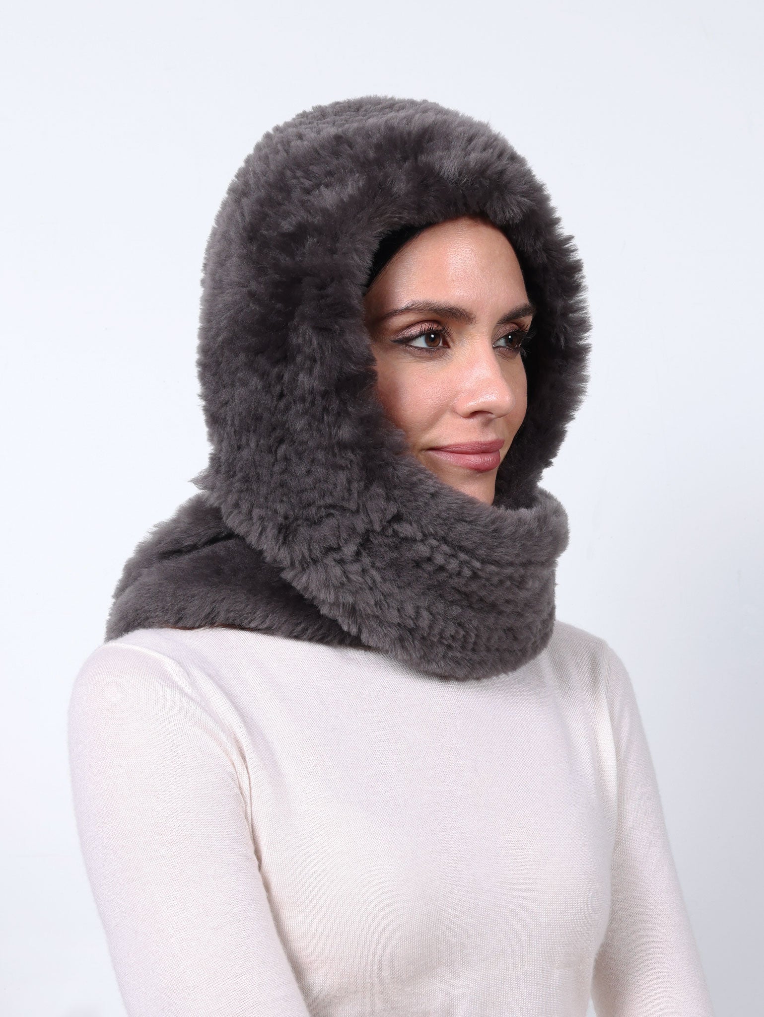 Knitted Shearling Scoodie