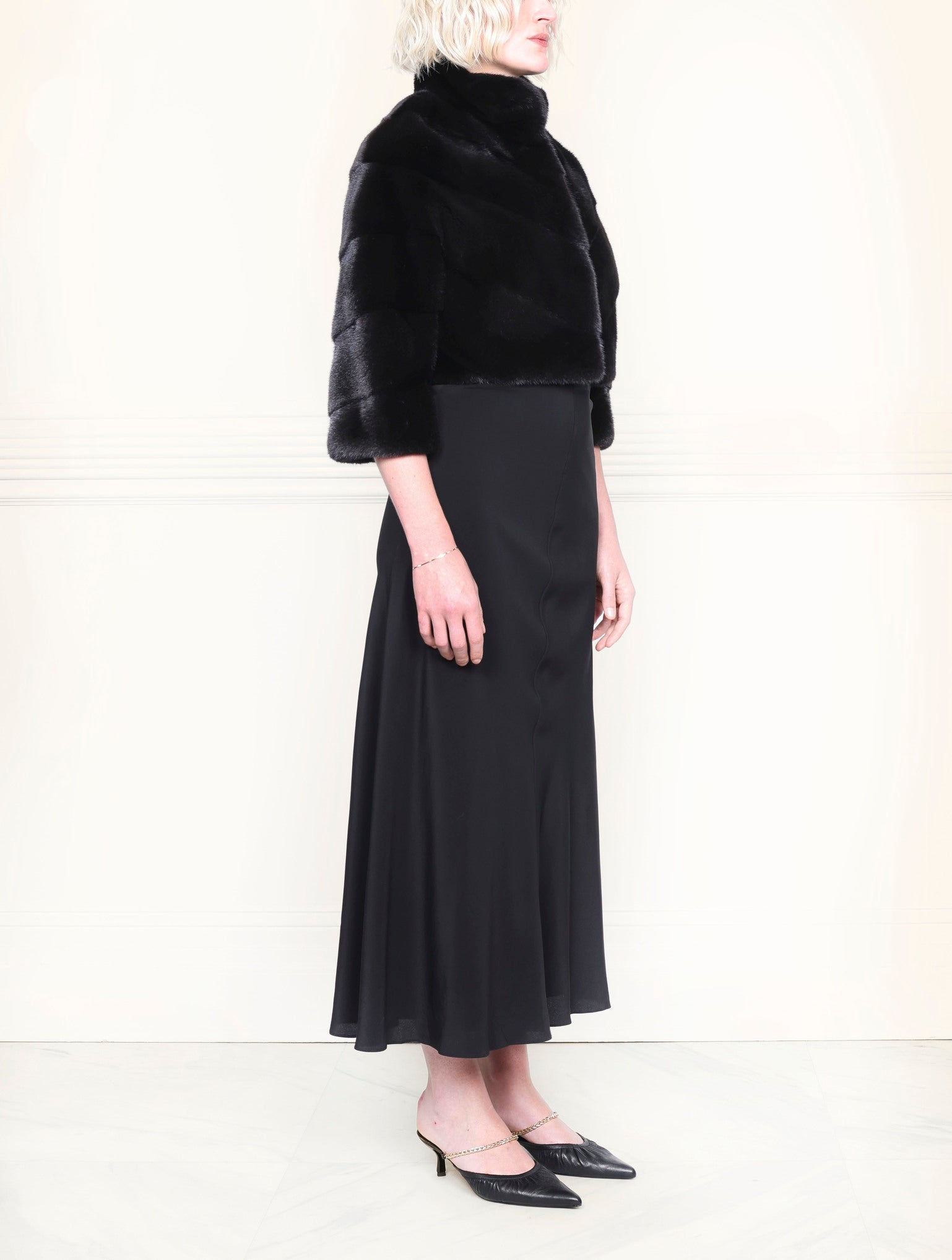 Diagonal Mink Fur Evening Jacket
