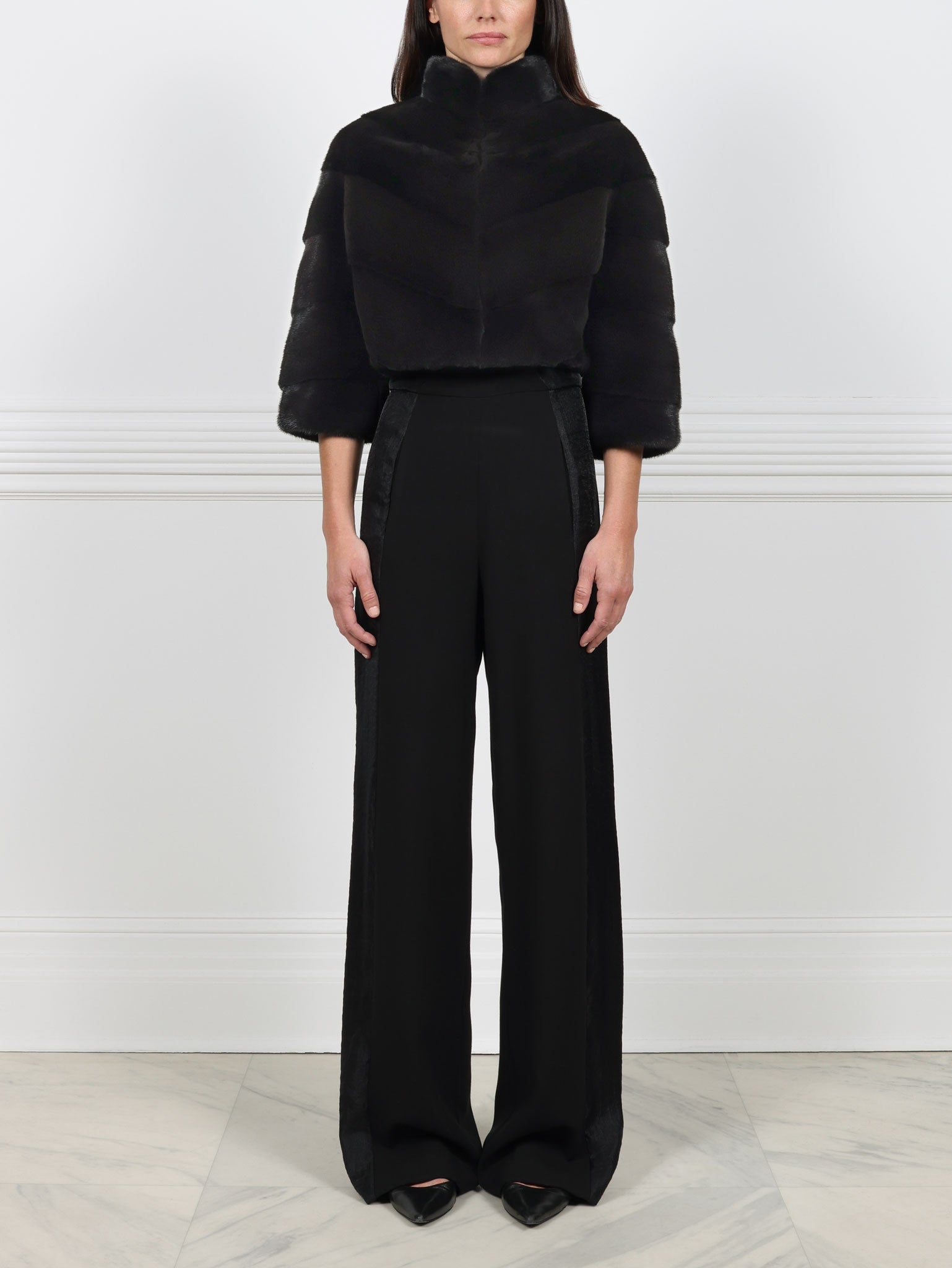 Diagonal Mink Fur Evening Jacket