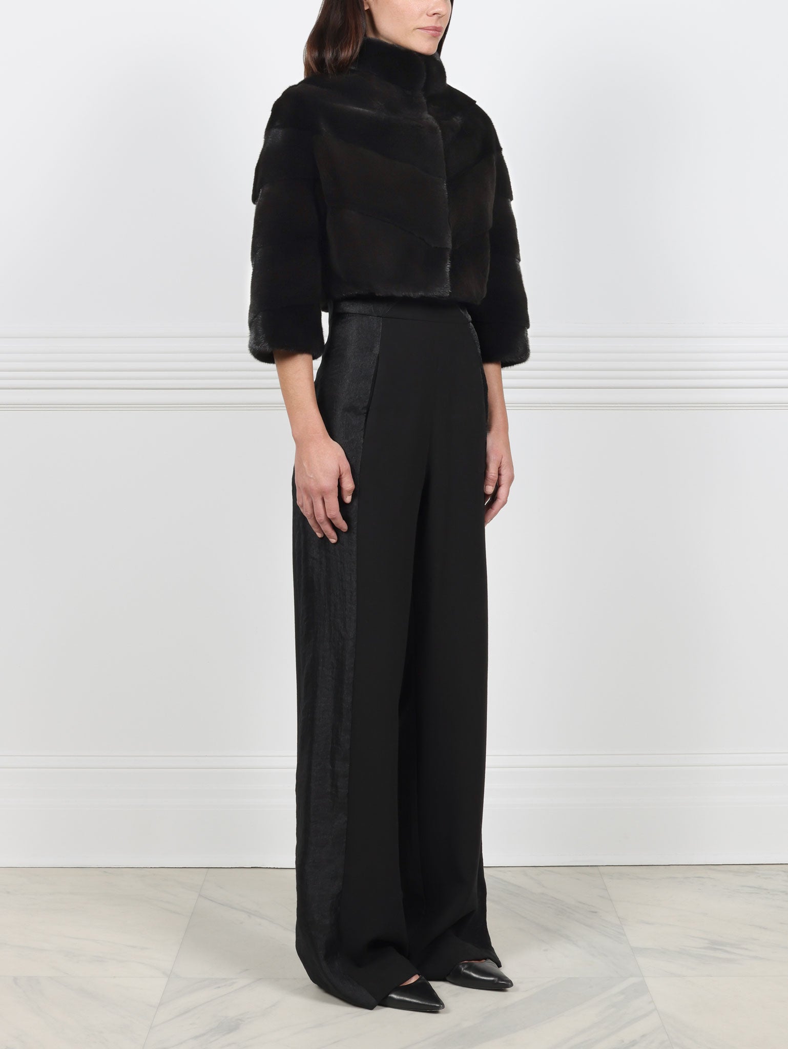 Diagonal Mink Fur Evening Jacket