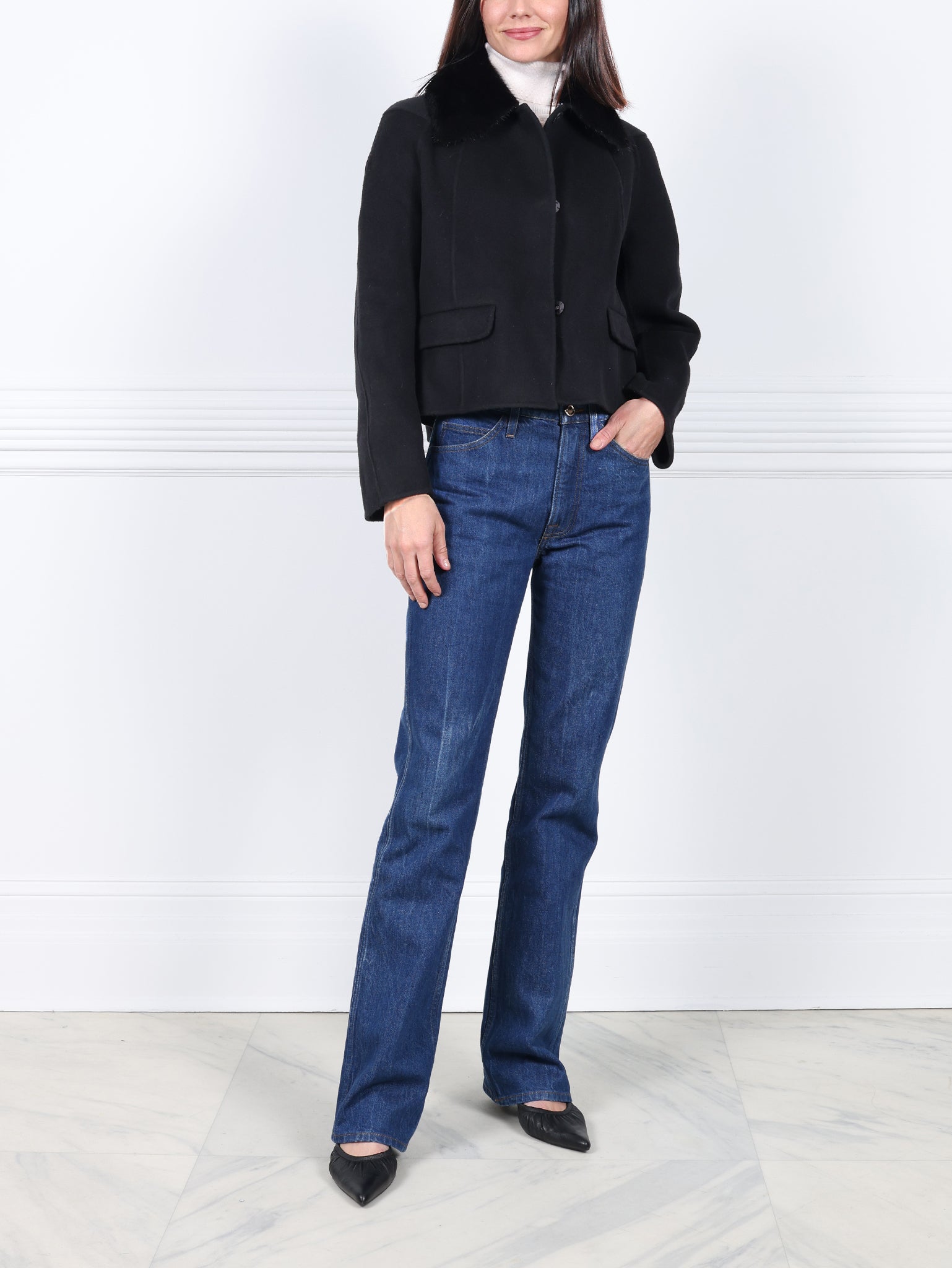 The Lylia Double Face Jacket with Mink Fur Collar