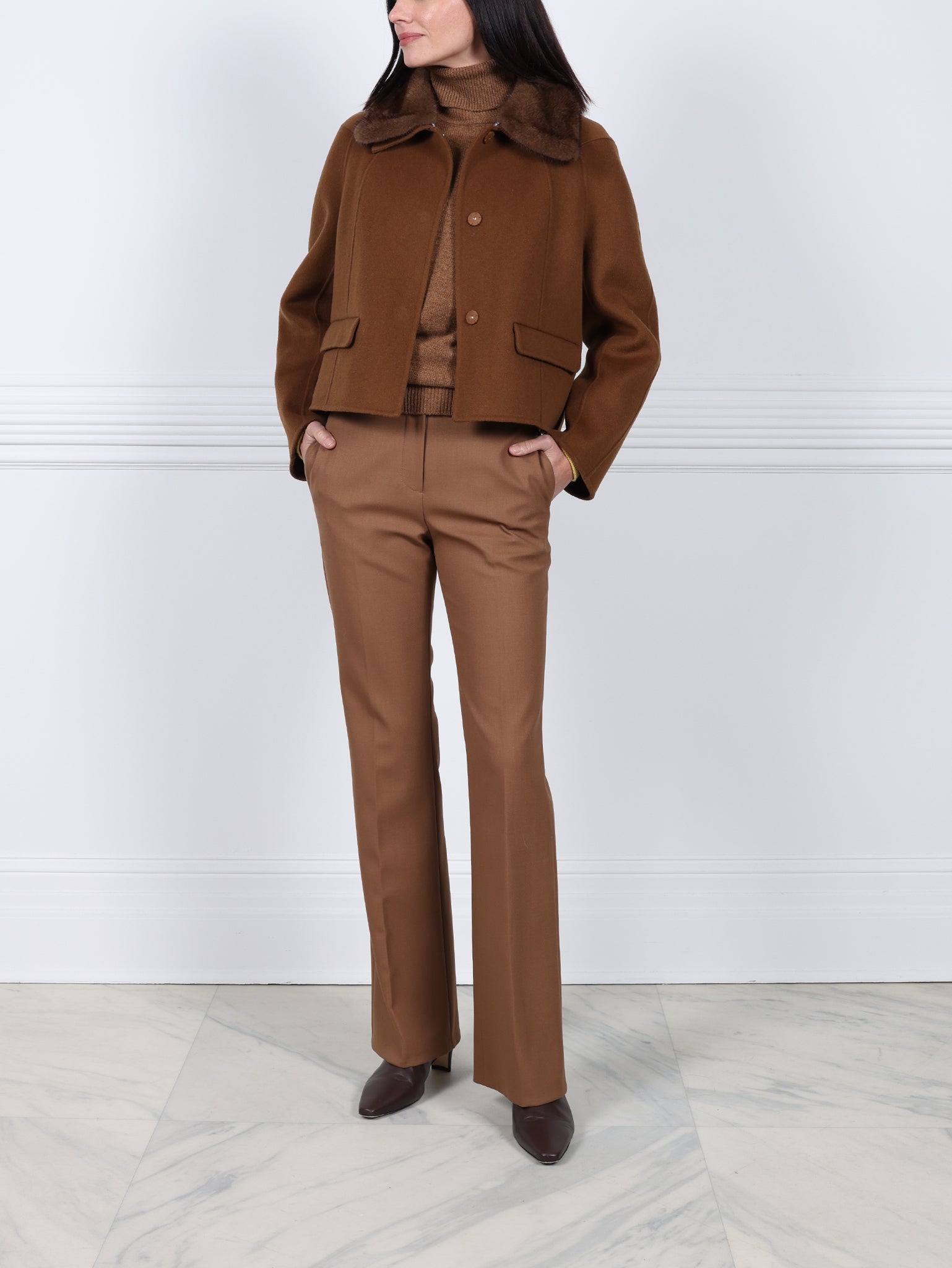 The Lylia Double Face Jacket with Mink Fur Collar