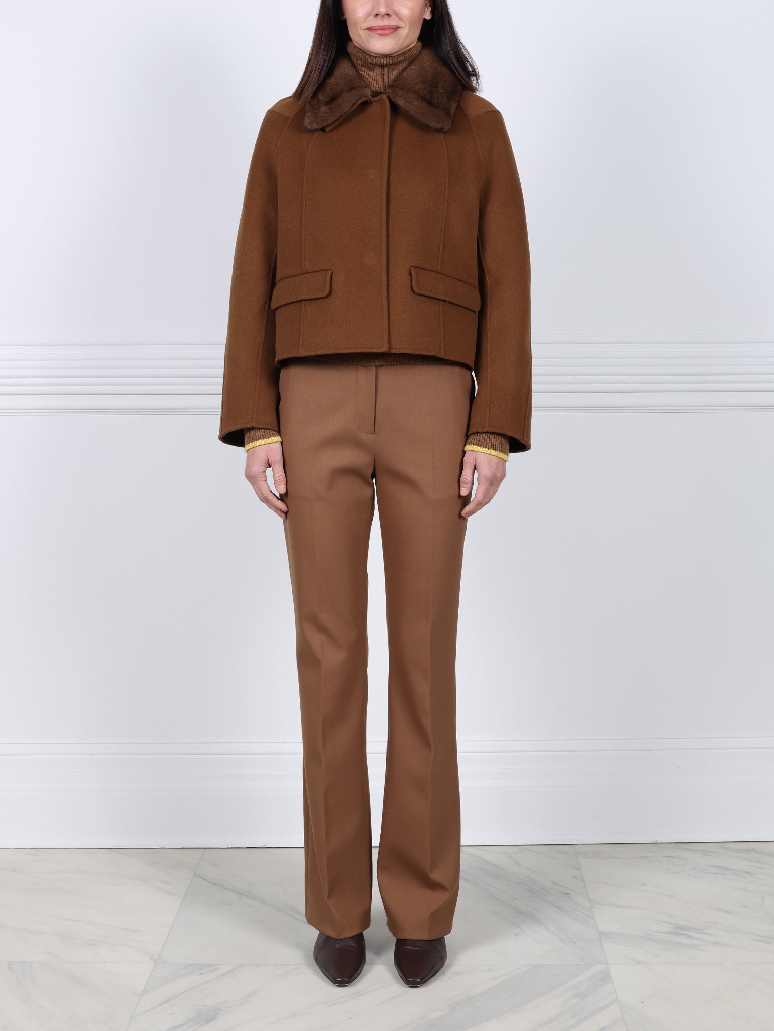 The Lylia Double Face Jacket with Mink Fur Collar