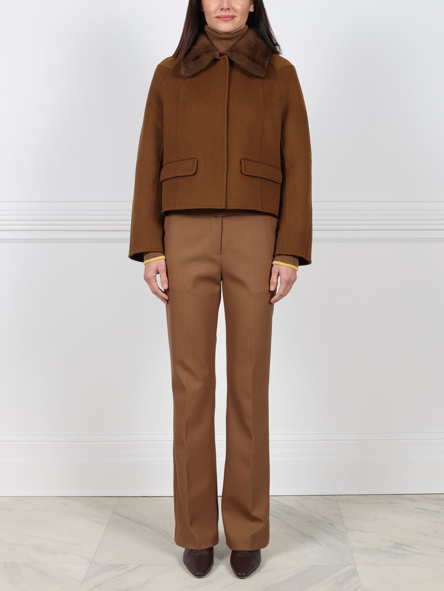 The Lylia Double Face Jacket with Mink Fur Collar