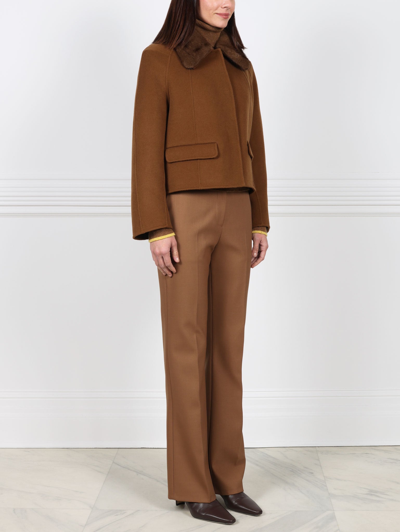 The Lylia Double Face Jacket with Mink Fur Collar