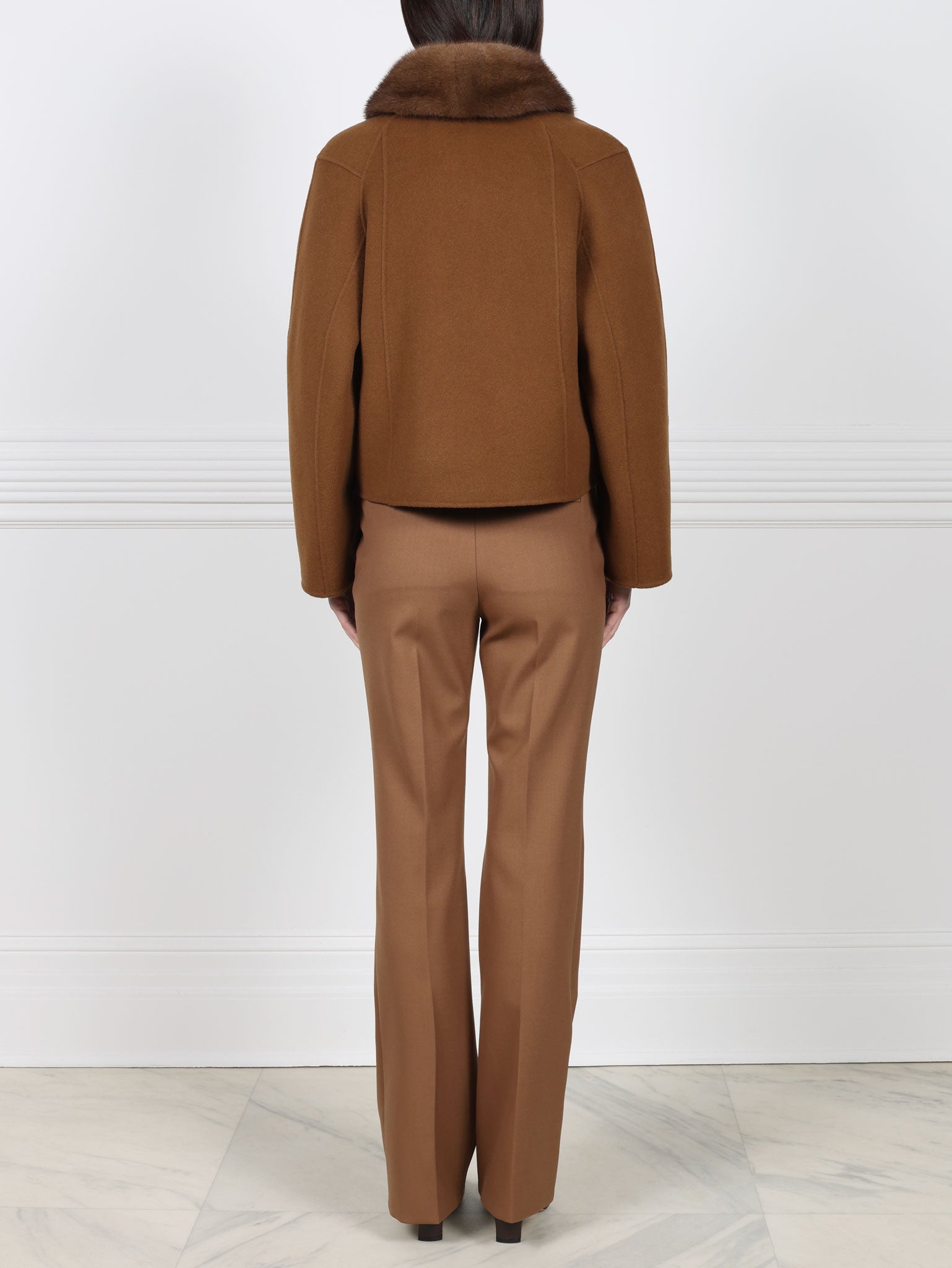 The Lylia Double Face Jacket with Mink Fur Collar