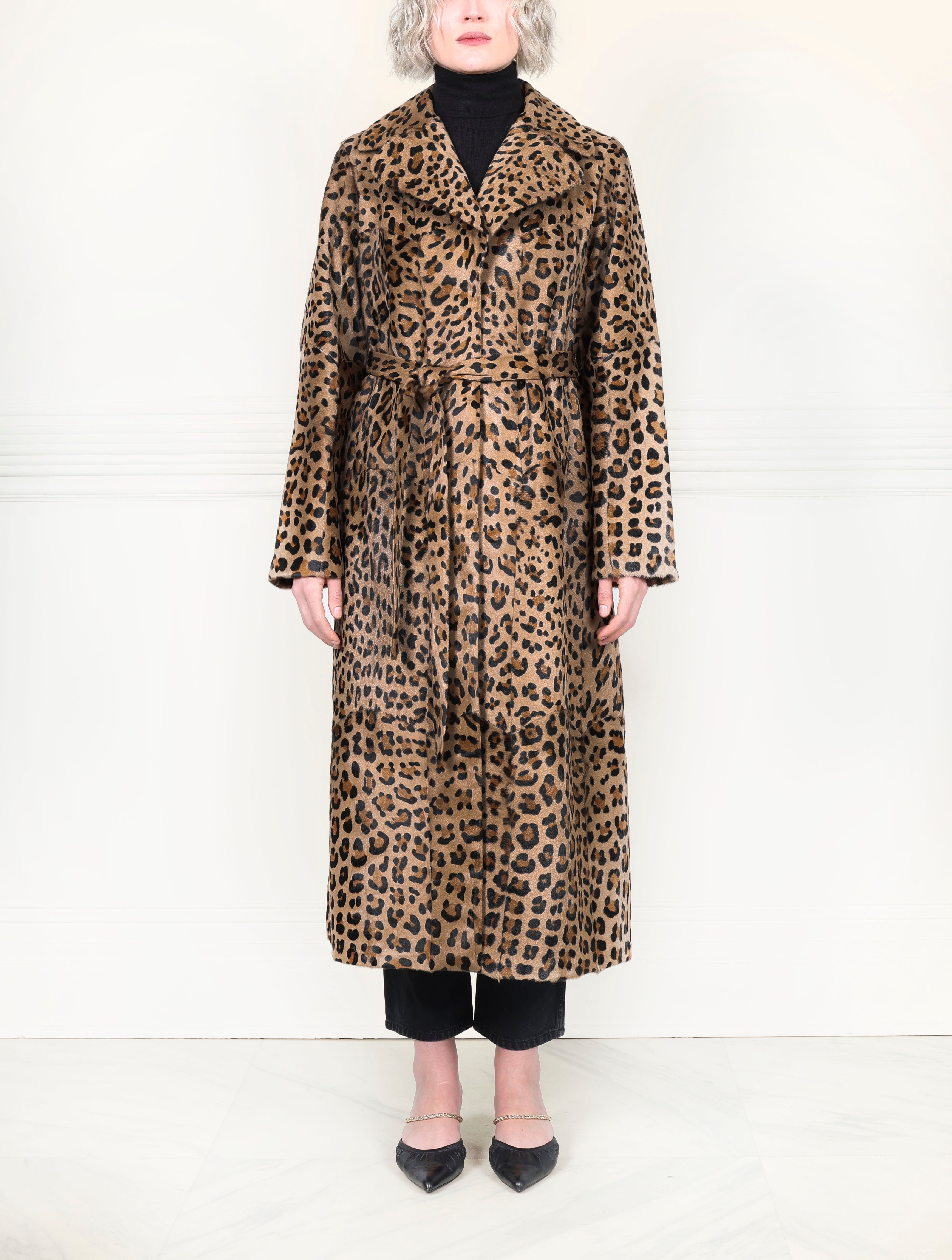 The Yasmine Leopard Print Shearling Coat