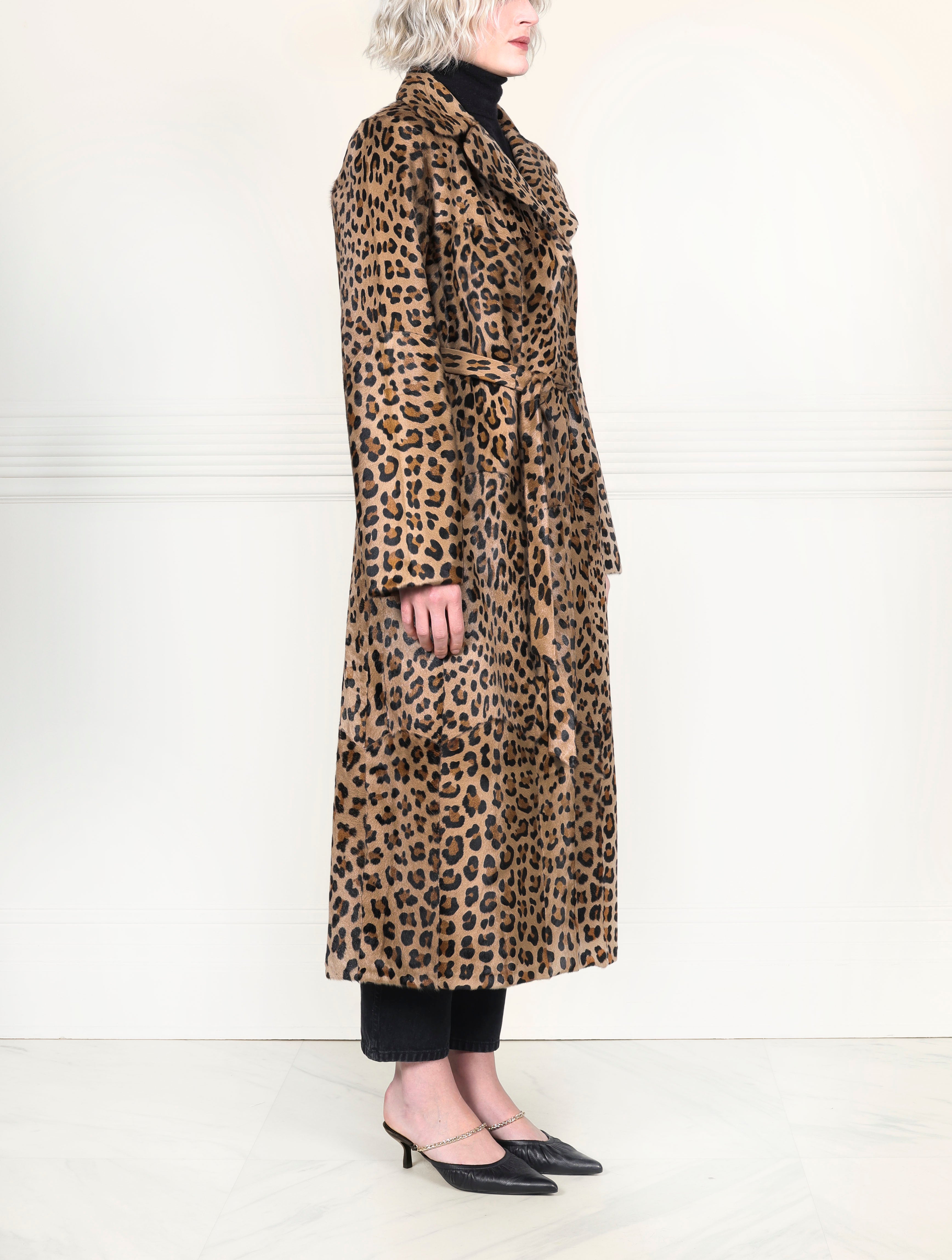 The Yasmine Leopard Print Shearling Coat