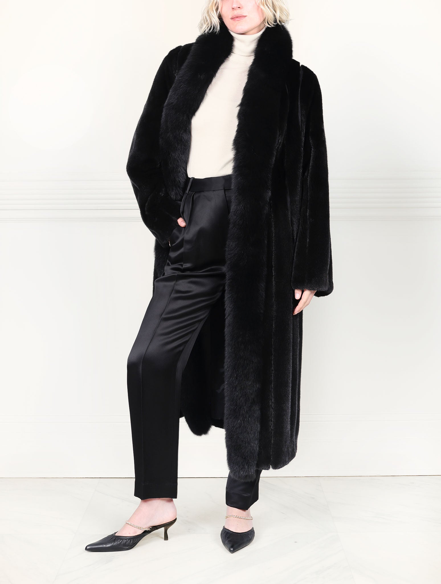 The Cleopatra Mink Coat With Fox Trim