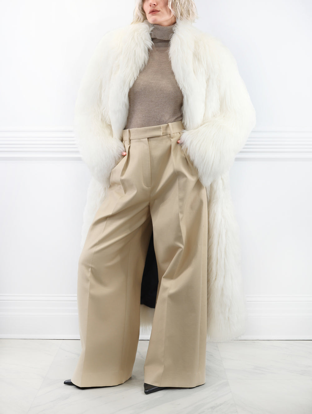 The Cleopatra White Shearling Coat