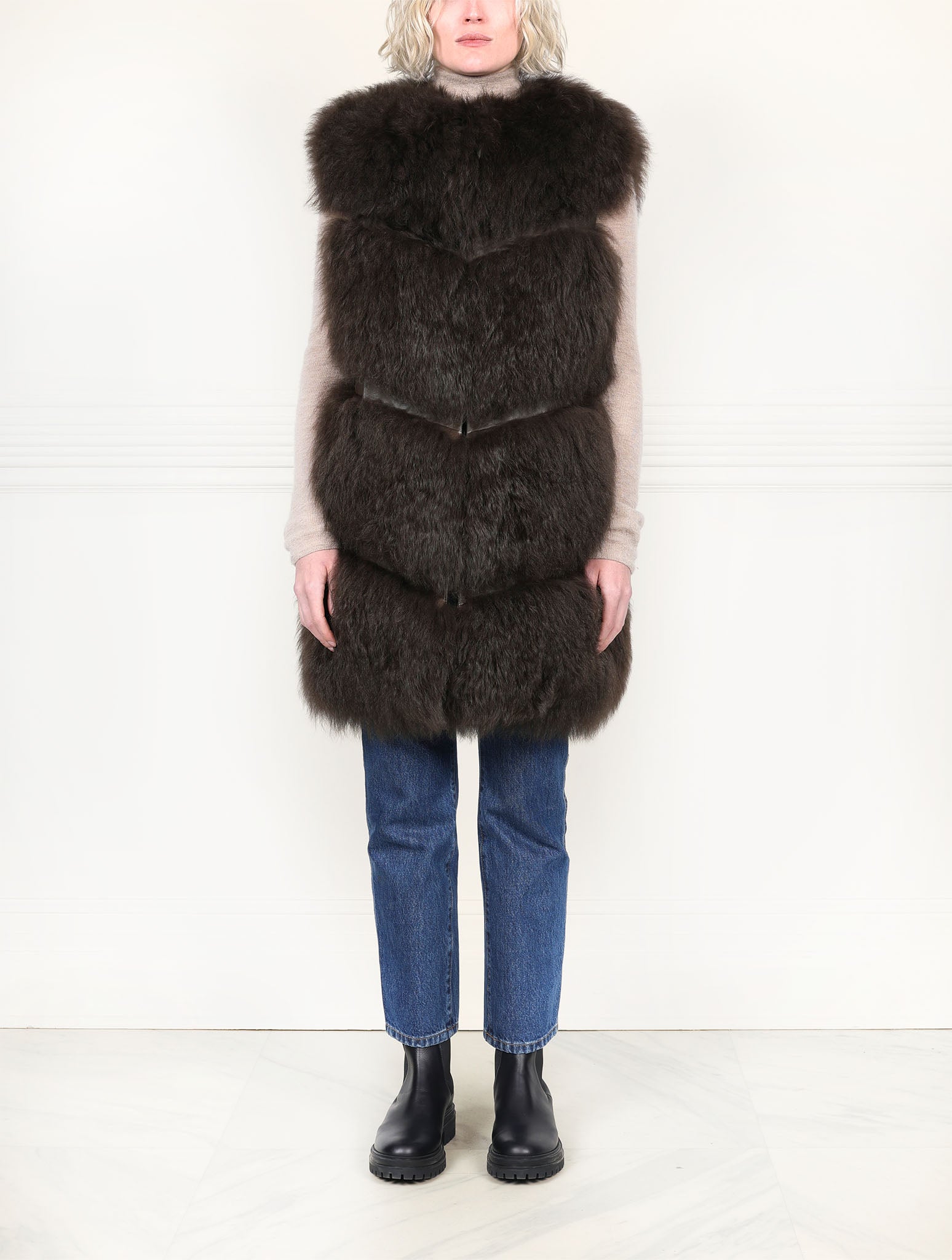 The Plush Chevron Shearling Vest