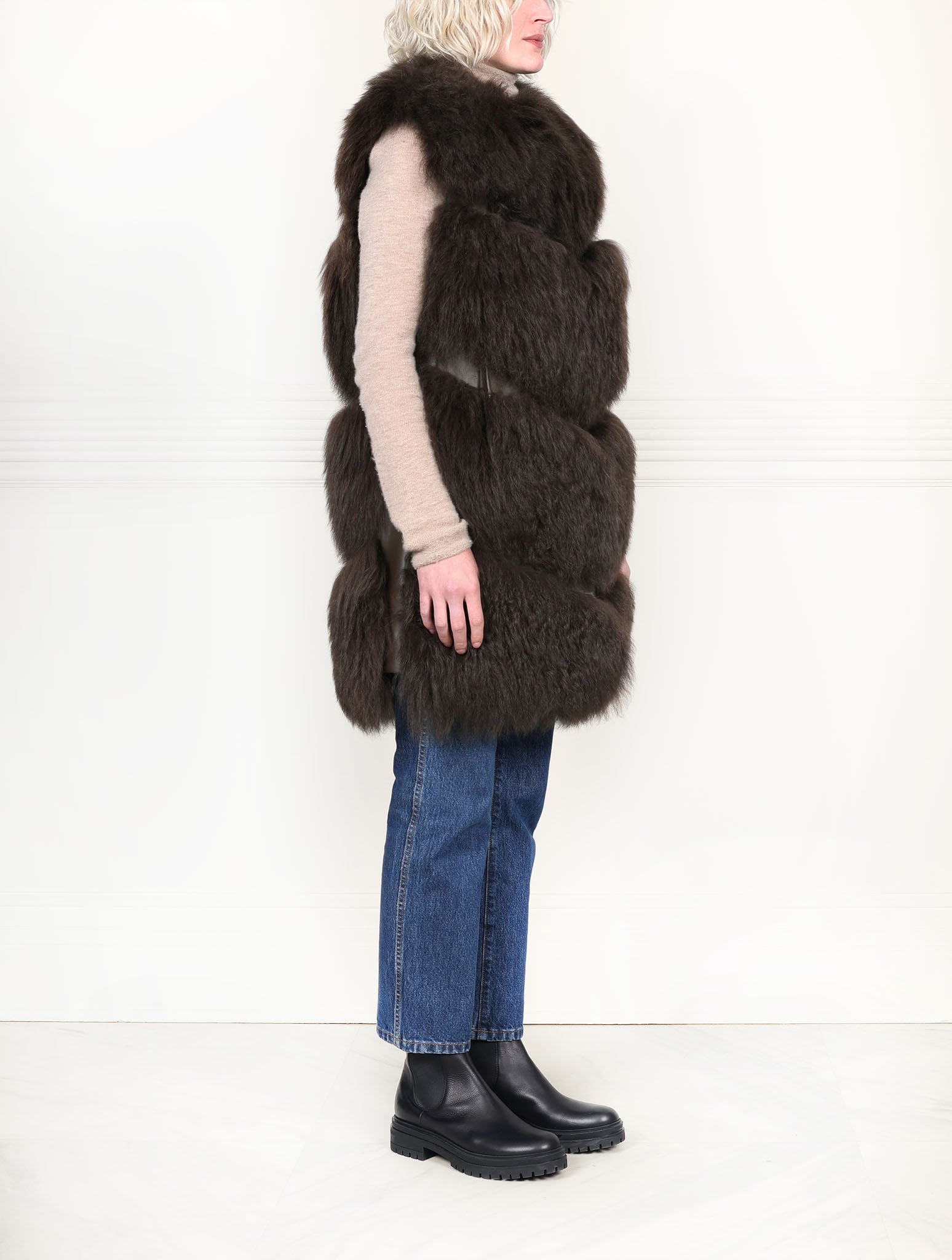 The Plush Chevron Shearling Vest