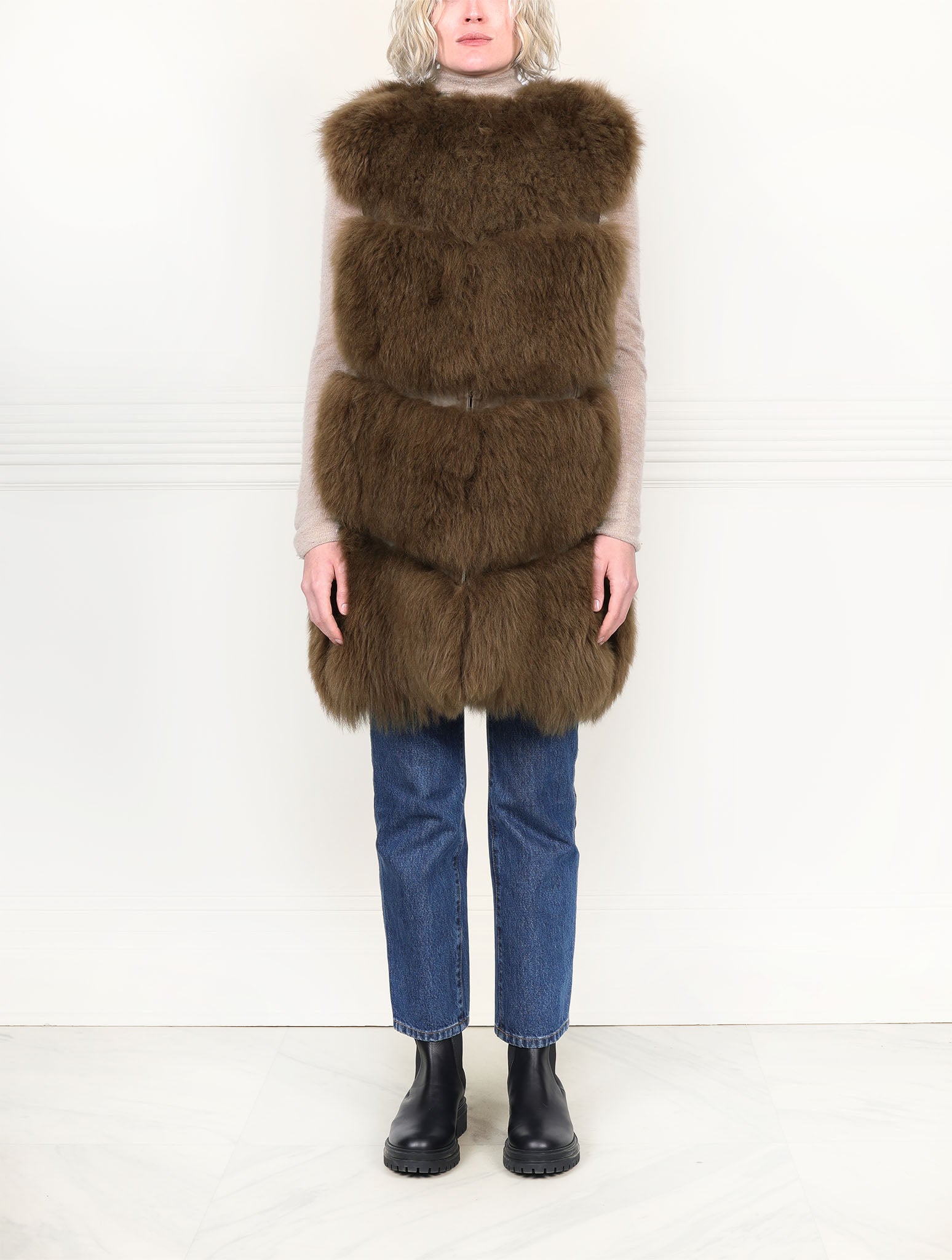 The Plush Chevron Shearling Vest