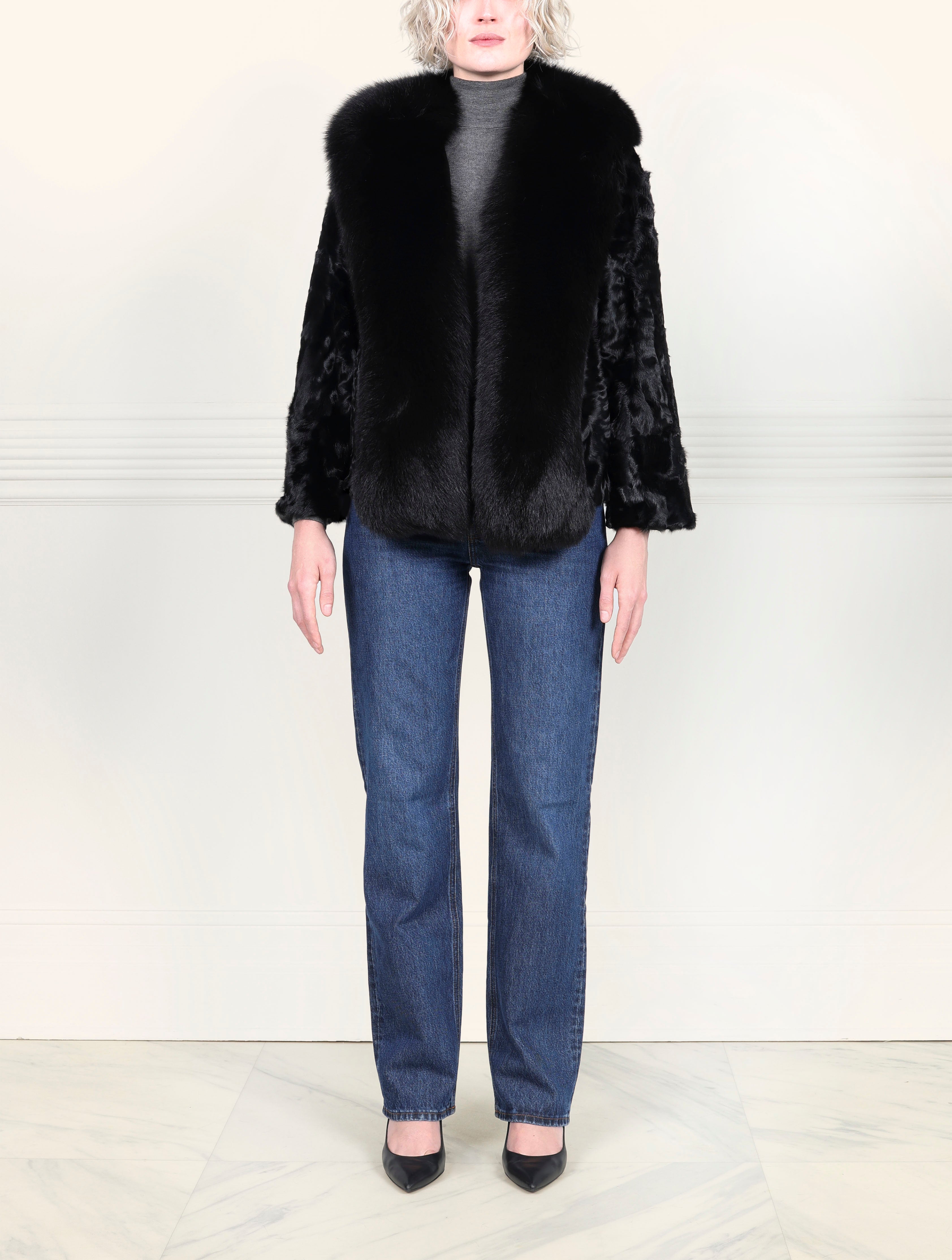 The Shireen Lamb Jacket with Fox Tuxedo