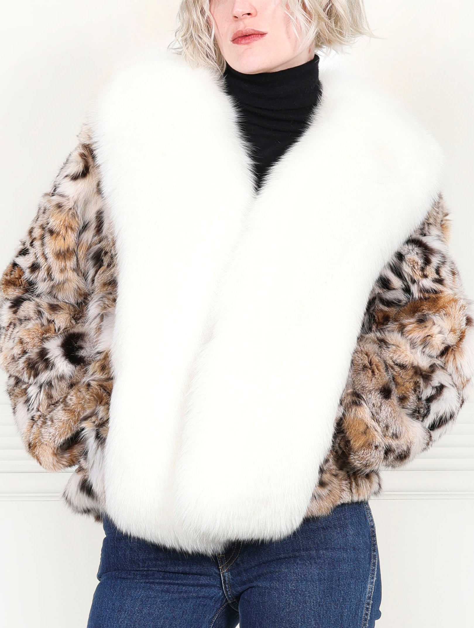 The Shireen Upcycled Lynx Fur Jacket with Fox Trim