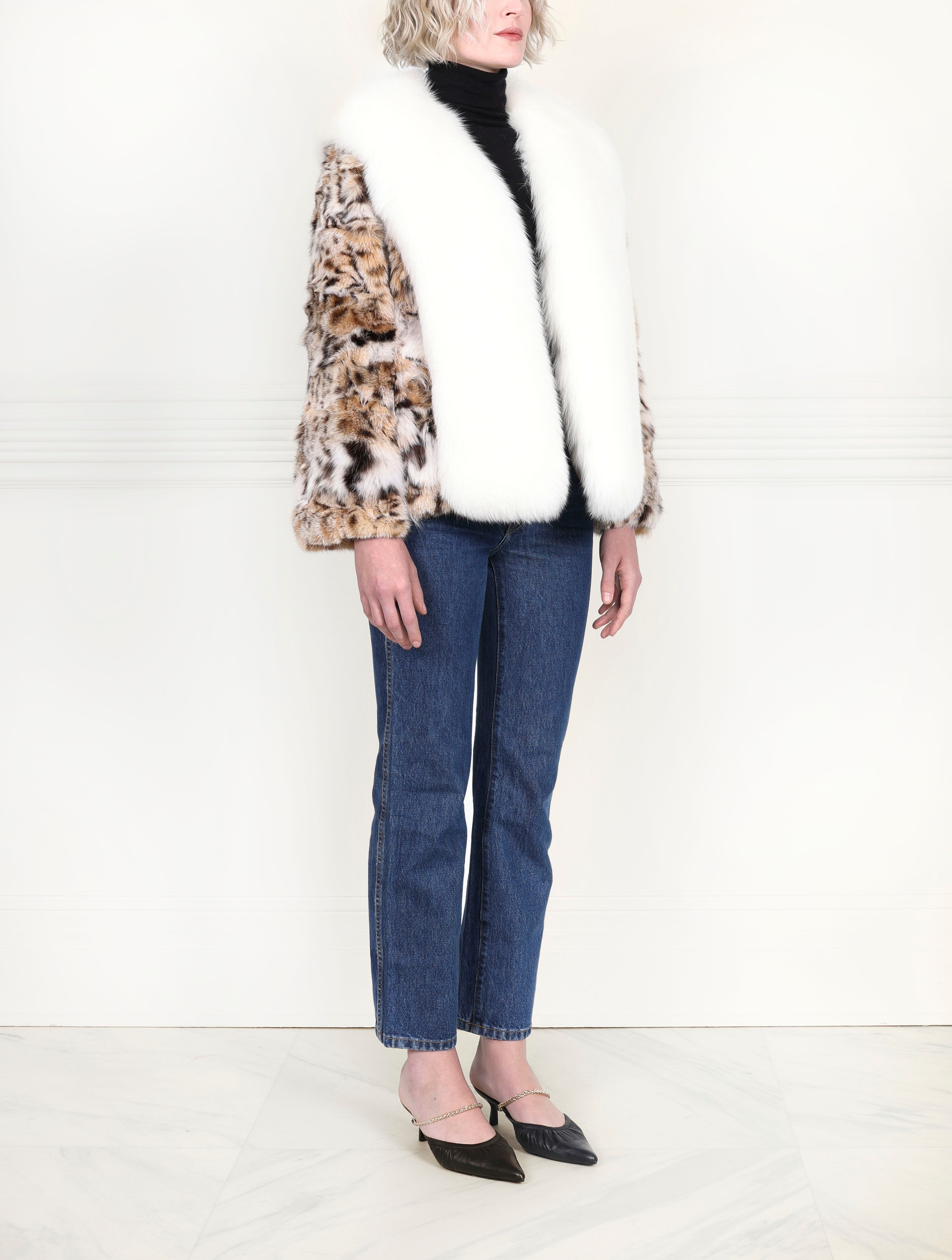 The Shireen Upcycled Lynx Fur Jacket with Fox Trim