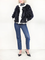The Coco Upcycled Shearling Jacket in Navy