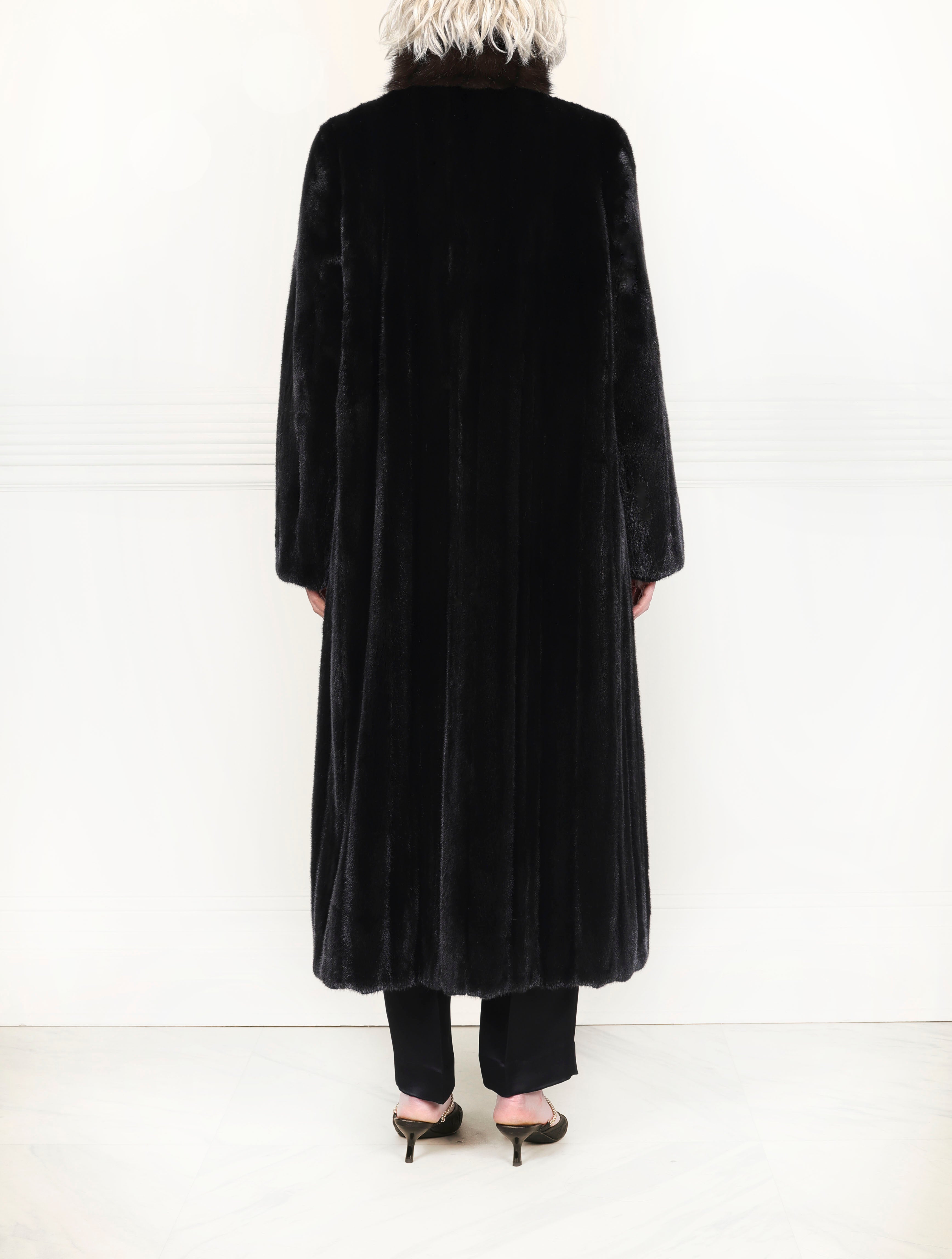 The Lenora Mink Fur Coat with Sable Trim